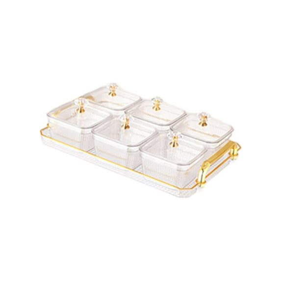 Esquirla Dry Fruit Tray with Lid Wedding Nuts Plate Multipurpose Divided Serving Tray with Lids for Kitchen Home Living Room Nuts Fruit 6 Grids