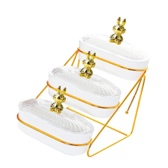 Esquirla Dry Fruit Tray with Lid with Rack Multi Layer for Dried Fruits Cookies Snack 3 Layer