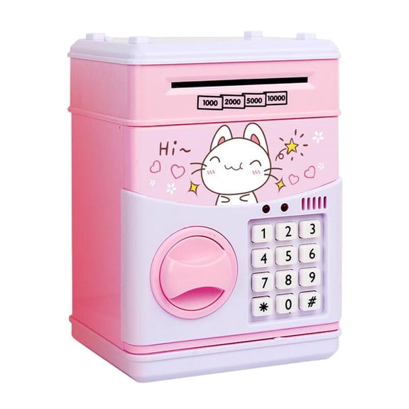 Esquirla Electronic Money Box for Children with Electronic Code, Mini Electronic Machine for ATM Gift of The Magi , , 13.5x12.5x19.3cm Pink Cat
