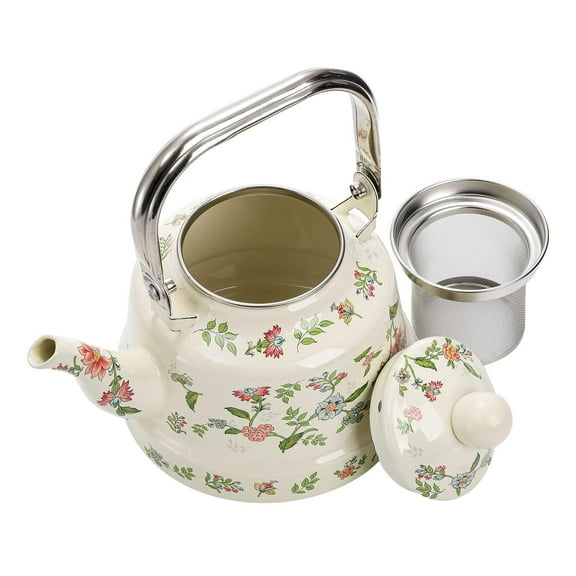 Esquirla Enamel Tea Kettle Enamel Teapot Multiuse Leakproof 1.7L Water Pitcher Turkish Teapot for Indoor Picnic Office Outdoor Kitchen