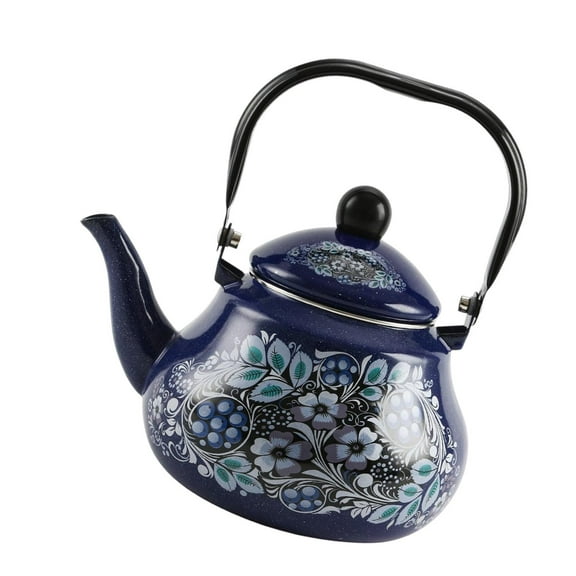 Esquirla Enamel Tea Kettle Enamel Teapot Sturdy Blue with Lid Juice Jar Water Pitcher Teapot for Restaurant Office Home Kitchen Coffee 1.5L
