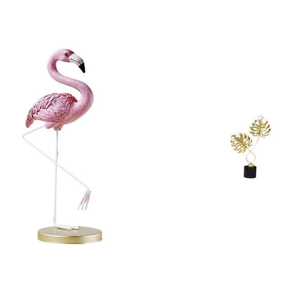 Esquirla Flamingo Resin Statue Sculpture Bird Figurine Leaf Statue Decorative Ornament Made of Resin Iron Wood Suitable for Gift Giving Home Decoration Indoor Outdoor Display