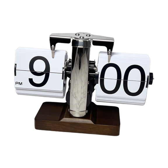Esquirla Flip Down Clock Retro Flip Clock Vintage Desk Clock Mechanical Clock With Automatic Page Turning And 12h Display Made Of Stainless Steel And white