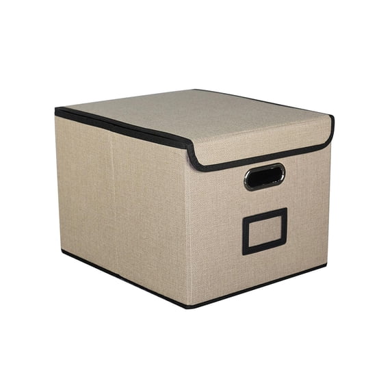 Esquirla Foldable Storage Bin Storage Box Organizer Bathroom Kitchen Balcony with Handle Decorative Basket with Lids for Toys Sundries Beige