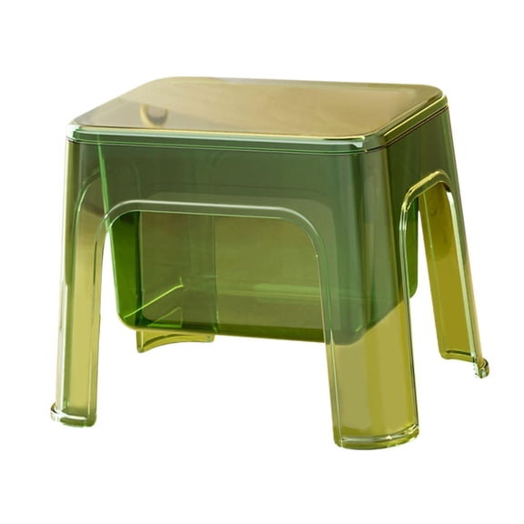 Esquirla Footstool Step Stool Small Single Step Stool for Kids Non Slip Storage Seat Lightweight PETG Construction with Built in Compartment Suitable for Bathr Green