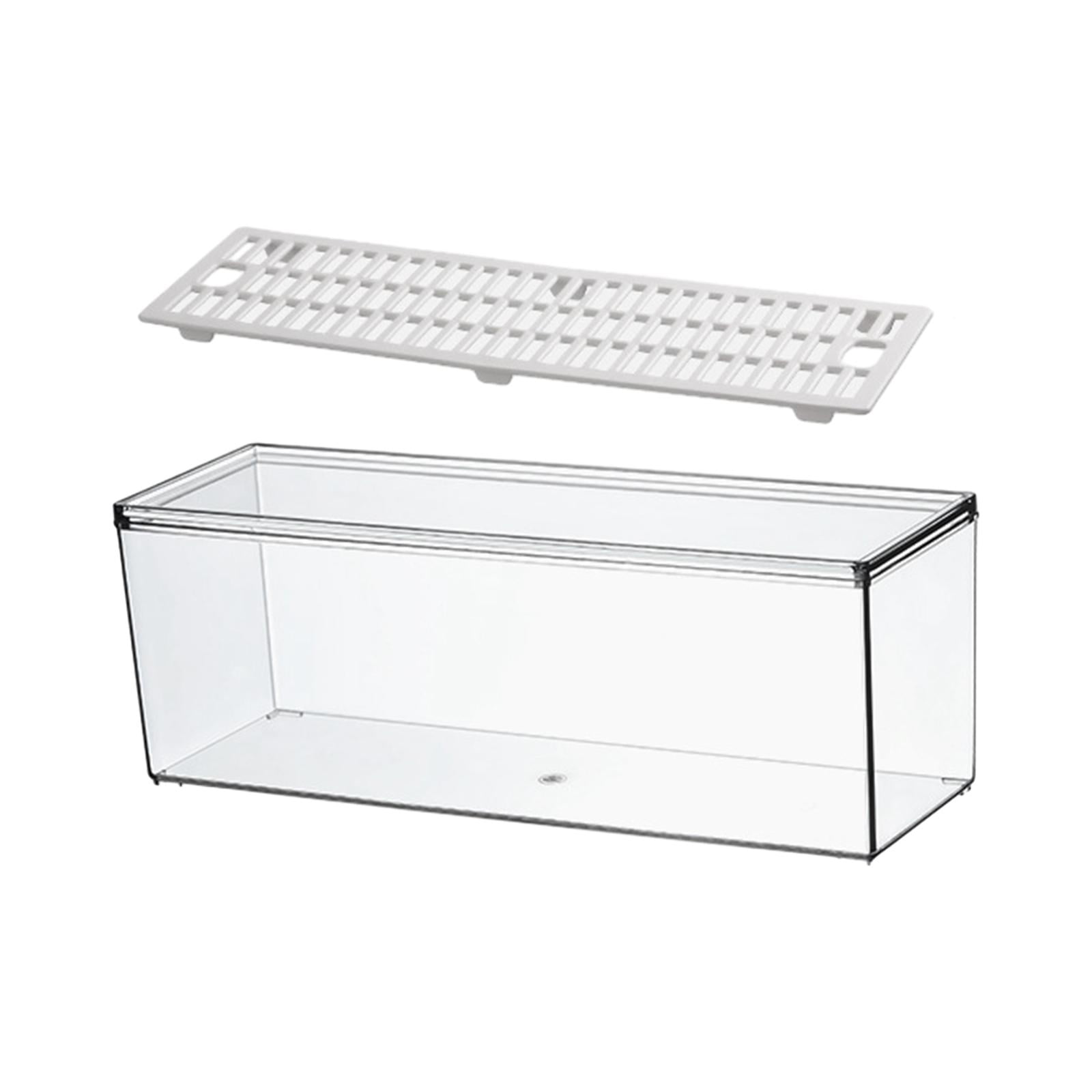 Esquirla Fridge Organizer Chopstick Storage Box Food Storage Bin Multipurpose Flatware Tray Vanity Organizer for Spoons Fruit Cabinets Large and Drain Tray