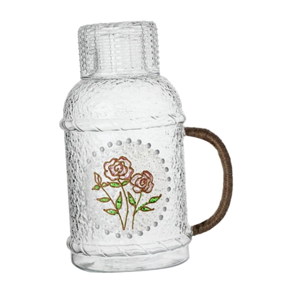 Esquirla Glass Cup Kettle Craft Glassware Flower Design Drink Cup Drinkware for Household Accessories Anniversaries Gifts Housewarming