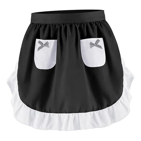 Esquirla Half Apron As A Cooking Apron And Women's Apron A Waist Apron And Serving Apron in A Retro Look with Pockets for Utensils for Women in The Restaur Black White