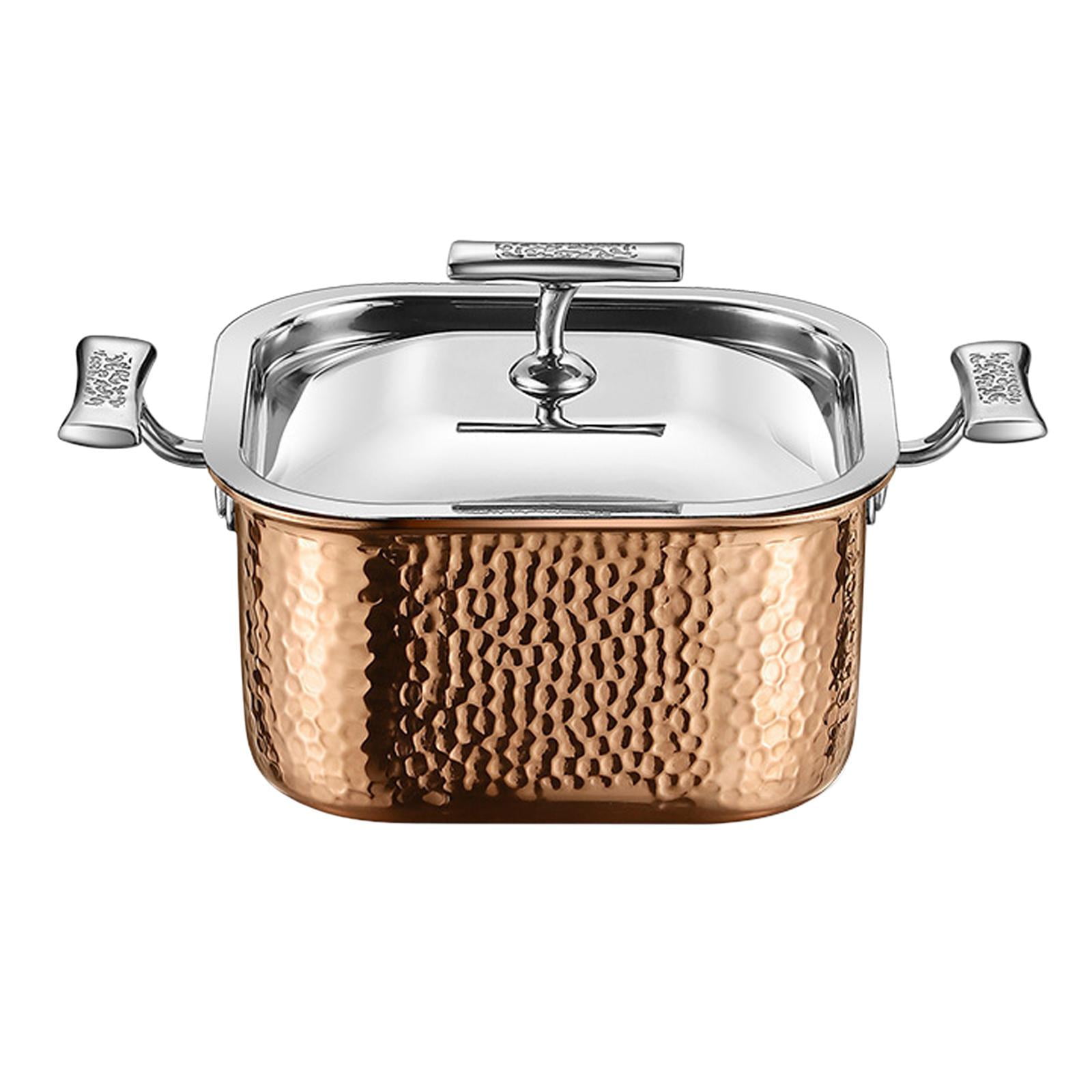 Esquirla Hammered Hot Pot Noodles Pot Sturdy Portable Thickened Stockpot Chafing Dish for Restaurant Festival Camping Buffets Home Use , Rose Gold