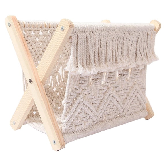 Esquirla Hand-woven Rack Holder Storage Basket for Newspapers Remote Controls Boho DIY Living Room Bathroom office and home Ornament