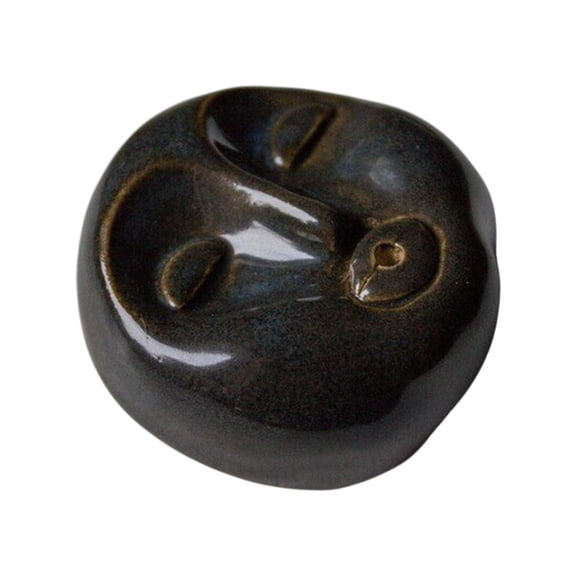 Esquirla Holder Face Shape Burner Desktop Decoration 5x3cm Handmade Fragrance Stand for Clubhouse, Office Cute Black