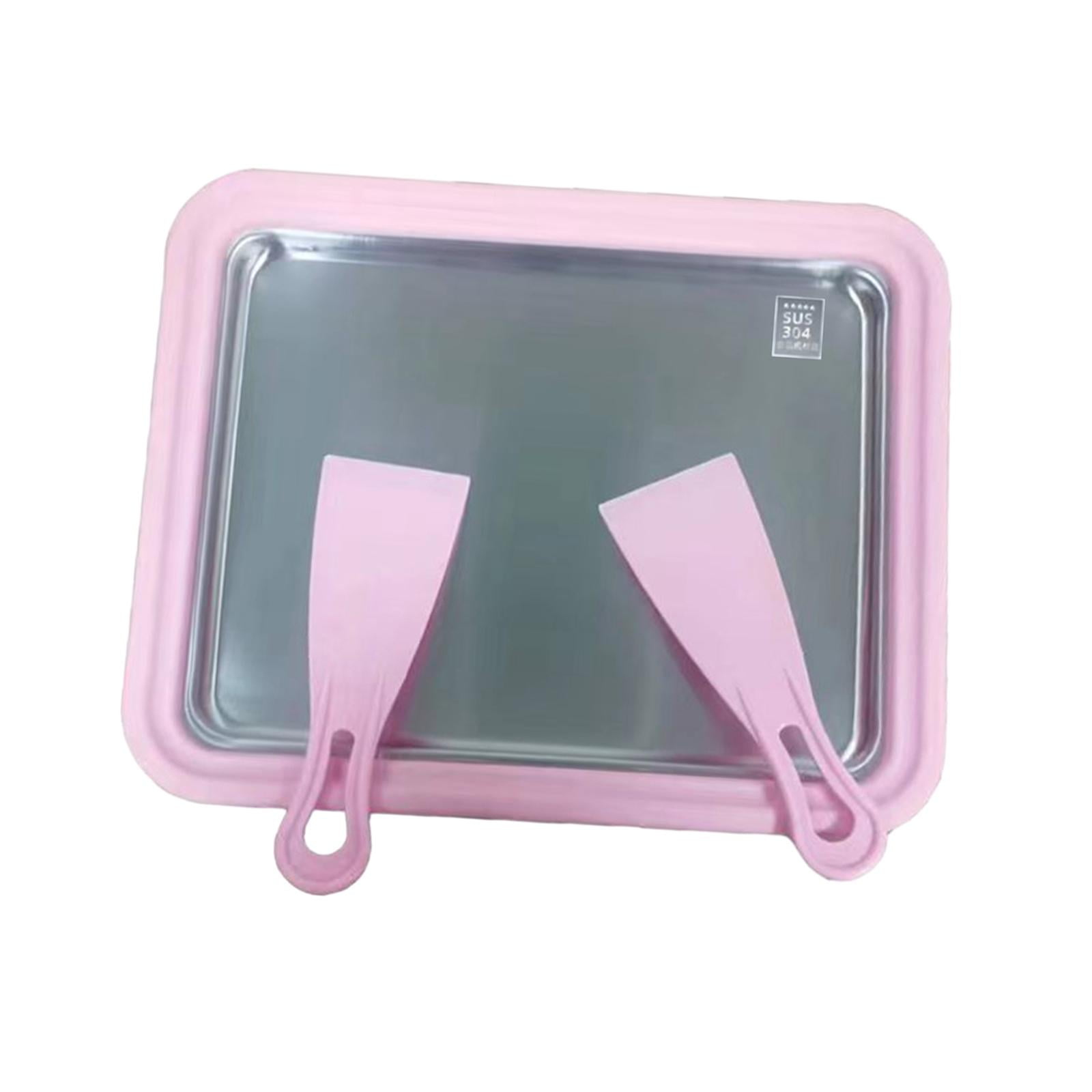 Esquirla Ice Cream Rolled Maker Freeze Yogurts Pan DIY Rolled Cream Freeze Yogurt with 2 Spatulas for Birthday Holiday Children Home