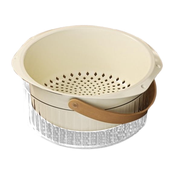 Esquirla Ice Tub Storage Tub, Portable Round Bucket, Ice Bucket with Handle for Parties, Hotel, Beer Bottle, KTV Club, Restaurant Beige and Basket