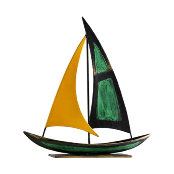 Esquirla Iron Sailboat Sculpture Boat Statue Collectible, Creative Decorative Figurine Desktop Ornament for Bedroom, Fireplace, Office