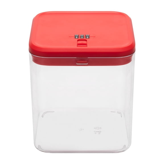 Esquirla Lockable Storage Box Multipurpose Desktop Organization Locking Container Phone Locker Snack Organizer PP Material Transparent Suitable for Home Office Red