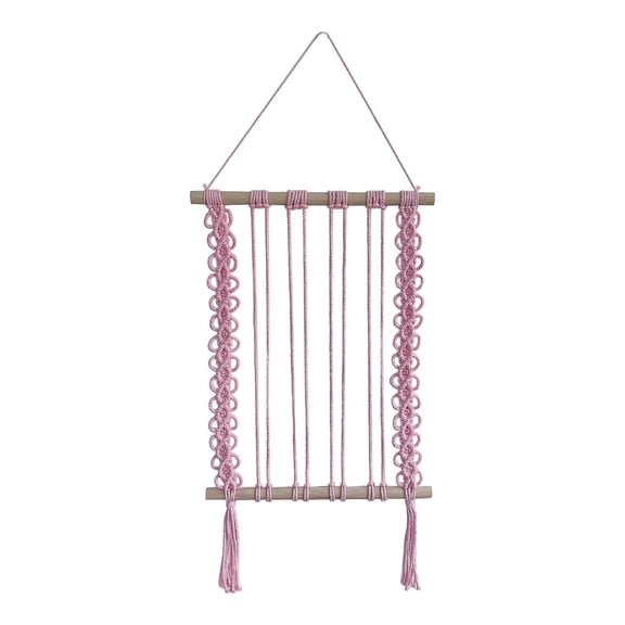 Esquirla Macrame Woven Tapestry Macrame Wall Hanging Woven Tapestry Boho Wall Decor Tapestry Blanket Tassel Art Cotton And Bead Detailing with Wood Bar Suitabl pink