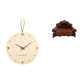 Esquirla Minimalist Modern Nordic Wall Clock Ornament for Bedroom Office Home Decoration with Miniature Sofa Couch Single Chair Model DIY Accessory for Micro L