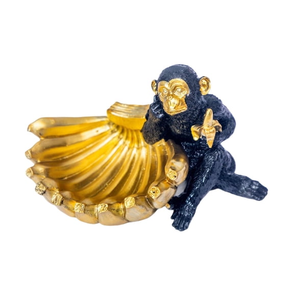Esquirla Monkey Figurine Tabletop Figurine Banana Bowl Resin Figurine Decorative Bowl for Snacks Nuts Candies Small Statue Sculpture Collectible Art Ornament