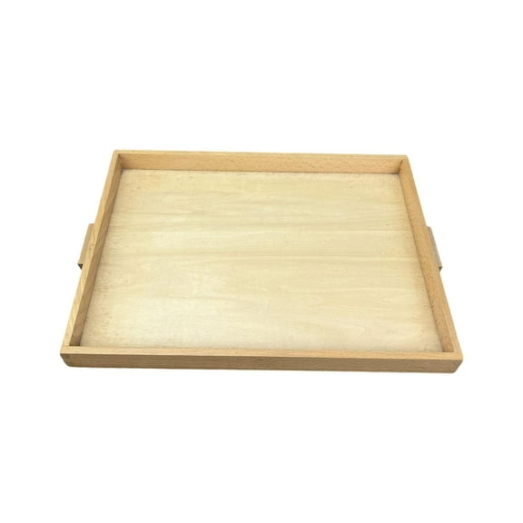 Esquirla Montessori Wooden Tray Breakfast Tray Organizing with Handle, Food Tray for Party, Snacks, Montessori Materials Drinks Dinner 35cmx25cm