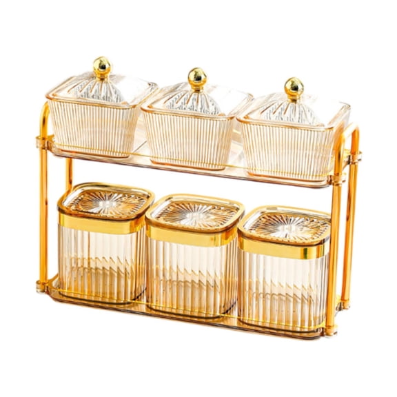 Esquirla Nuts Candy Container Snack Tray with Lid with Stand Snacks Serving Platter Divided Dried Fruit Dish for Kitchen Cookies Party Square Gold