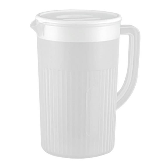 Esquirla Pitcher with Lid Beverage Jar with Handle Pitcher Beverage Jar Water Jug with Handle for Home Party Catering Lemon Water Milk White