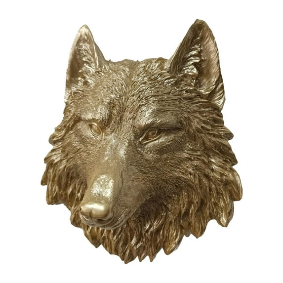Esquirla Polyresin Animal Head Wall Statue Plaque Wall Mounted Decorative Wall Ornament Wall Figurine for Farmhouse Decor Multipurpose Wolf