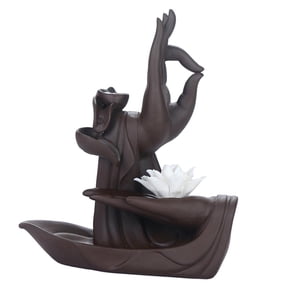 Esquirla Porcelain Lotus Buddha Censer, Ceramic Burner, Backflow Cones Sticks Holder for Tabletop Decor Lotus Style