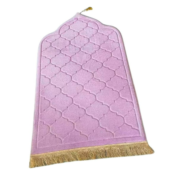 Esquirla Prayer Rug Cushion Padded Flannel Floor Mat Embossed Nonslip Surface with Tassel Lightweight Portable Suitable for Bedroom Home Holiday Purple