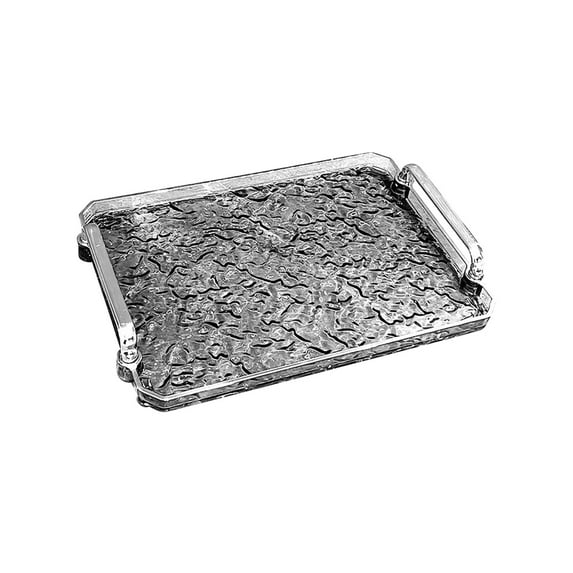 Esquirla Rectangular Serving Tray, Coffee Table Tray, Fruit Plate, Decorative Bathroom Vanity Organizer with Handles for Living Room And Gray M