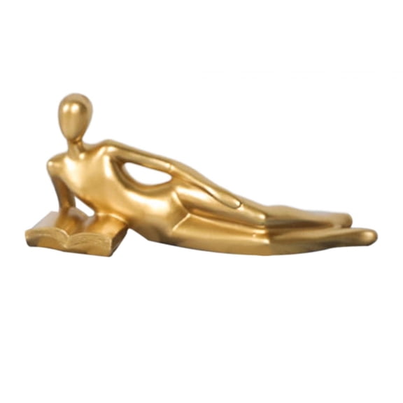Esquirla Resin Thinker Statue Golden Decor Collectible Creative Tabletop Ornament Sculpture for Bookshelf Libraries Hotel Study Office Lying on Side