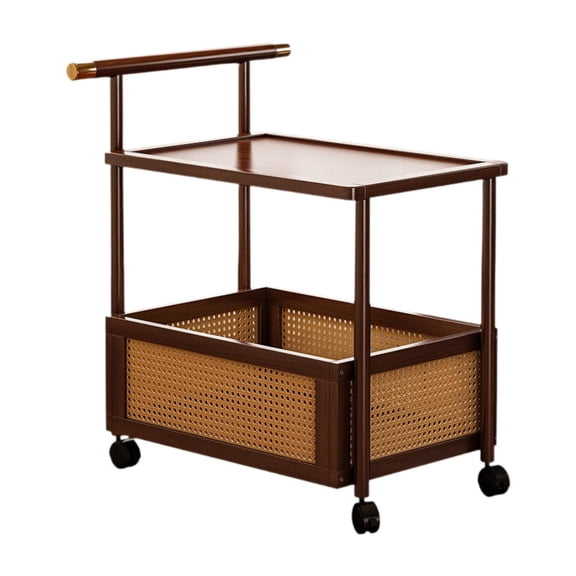 Esquirla Rolling Utility Cart,Sofa Side Table Table Top Multifunctional Tray Desk with Locking Wheels Storage Organizer for Office Bar Deep Brown