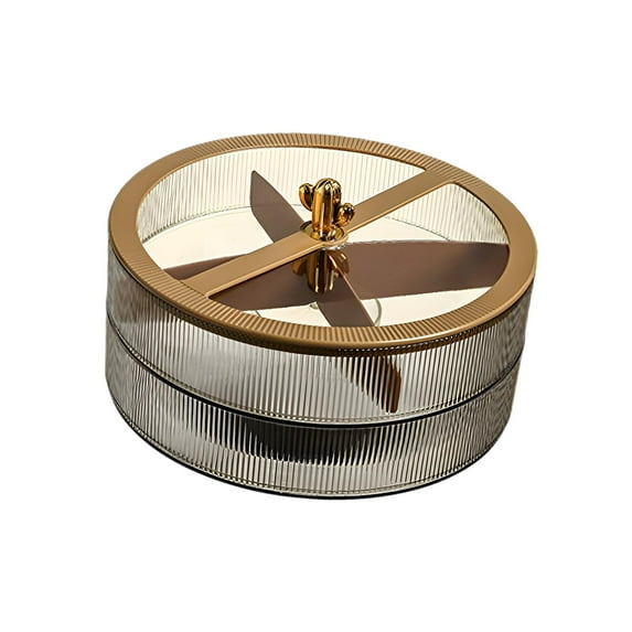 Esquirla Rotating Snack Serving Tray Snack Container Home Decor Appetizer Plate Dried Fruit Tray for Candy Dessert Nuts Fruits Cookies brown double layer