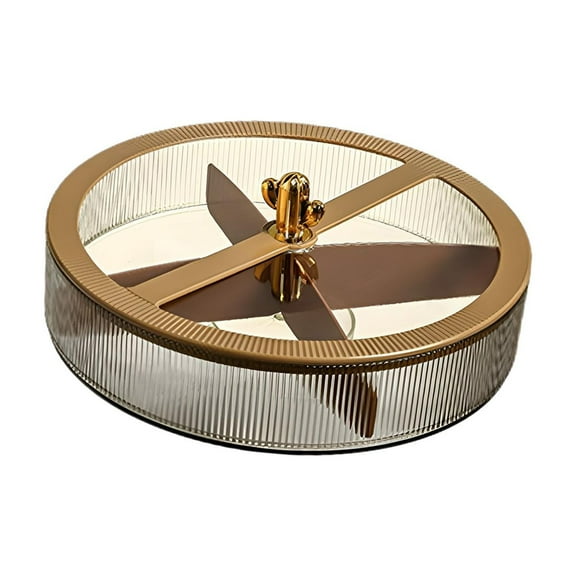 Esquirla Rotating Snack Serving Tray Snack Container Home Decor Appetizer Plate Dried Fruit Tray for Candy Dessert Nuts Fruits Cookies brown single layer