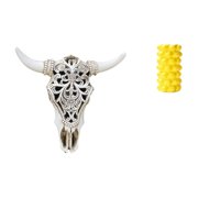 Esquirla Skull Wall Sculpture Bull Head Wall Decor Flower Vase Porcelain Resin Table Ornament Decorative Geometric Pattern Suitable for Living Room Bedroom Office Restaurant