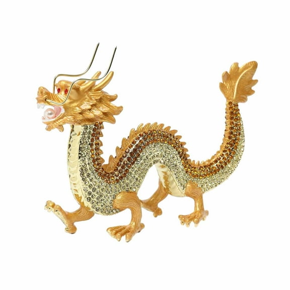 Esquirla Spring Festival Chinese Dragon Sculpture Statue Table Ornament 21x12.5cm Classic Traditional Souvenir for Housewarming Gift Golden