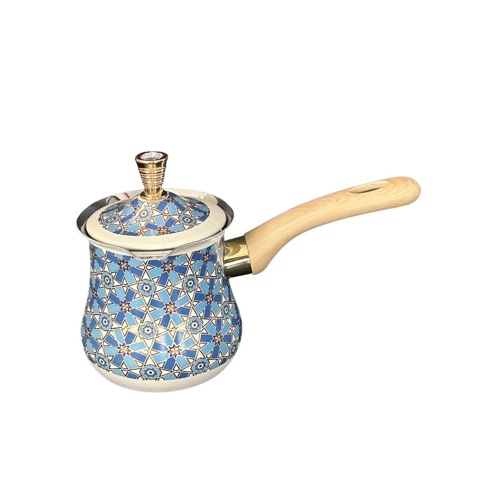 Esquirla Stainless Steel Turkish Coffee Pot Butter Warmer Long Wooden