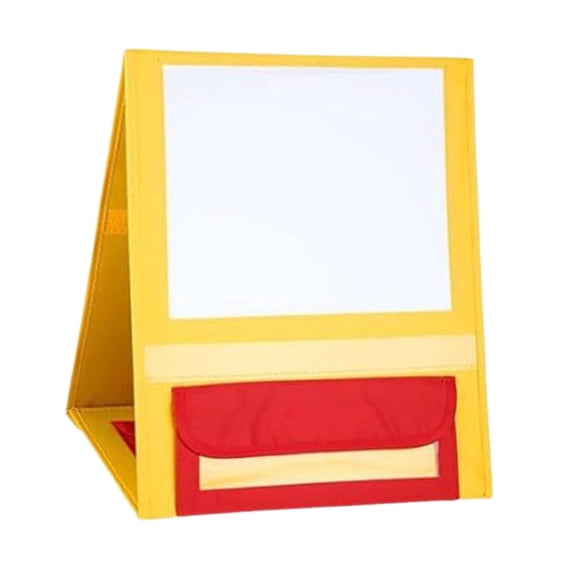 Esquirla Table Top White Board Foldable Desktop Pocket Chart Stand Portable Small Dry Erase Board Oxford Cloth Material Double Sided Drawing Board with Pen Case Suitable for Classroom Yellow