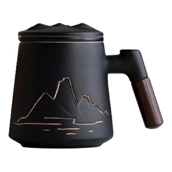 Esquirla Tea Cup Multifunctional with Handle Coffee Tea Milk Mug for Milk Home Office Black