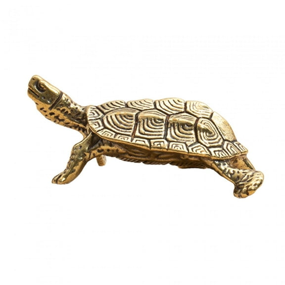 Esquirla Tea Pet Turtle Statue Craft Miniature Figurines Gift Desktop Animal Figure Brass Ornament for Living Room Tearoom Home Office