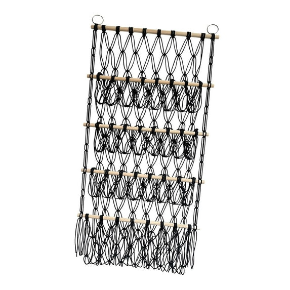 Esquirla Toy Storage Wall Hanging Organizer Bathroom Stuffed Animal Toy Net Hammock for Books Ball Boys Girls Kids Room Playroom Black