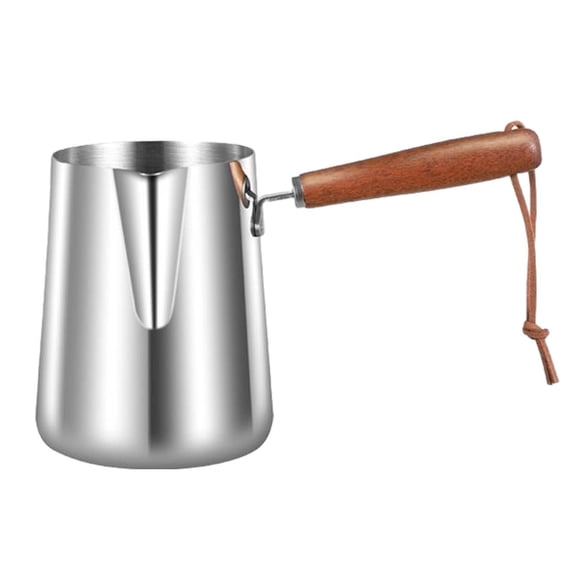 Esquirla Turkish Coffee Pot Melting Chocolate Pot Teapot Coffee Mug Wooden Handle Coffee Maker Milk Warmer Pot for Restaurant 1000ml