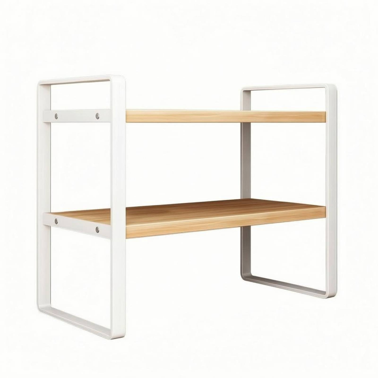 Two Shelves Racks Esquirla Two Tier Desktop Bookshelf Sturdy Iron Frame Walnut Wood ...