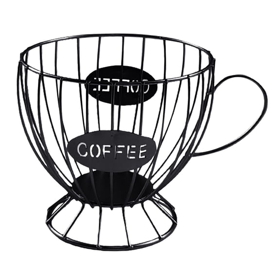 Esquirla Vintage Large Capacity Coffee Pod Holder Iron Keeper Coffee Basket Organizer Container for home and hotel Cafe Countertop Decor - Black, 19.5x14cm