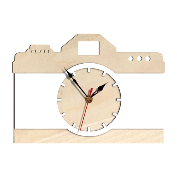 Esquirla Wall Clock Cartoon Camera Design Decorative Clock Wooden Acrylic Material Desktop Hanging Clock Suitable for Office Bedroom Living Room Shop Decoratio White