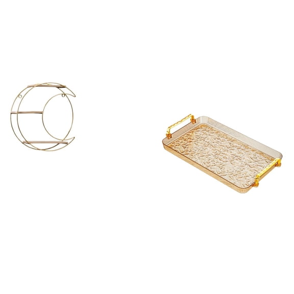 Esquirla Wall Storage Rack Metal 3 Tier Hanging Shelf Serving Tray Rectangle Platter Iron PS Material Suitable for Living Room Bedroom Hallway Office Kitchen B