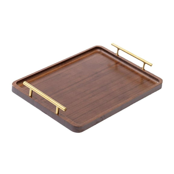 Esquirla Wood Serving Tray Coffee Table Tray with Handles Rectangle Wood Plate Decorative Tray for Home Living Room Dinner Food Drinks 40x30cm