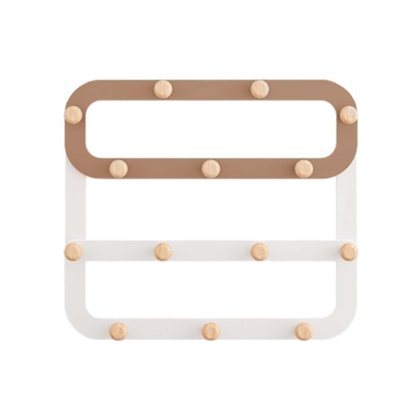 Esquirla Wooden Coat Hooks Towel Rack Space Saving Organizer Wood Hooks Coat Rack for Entryway Bathroom Countertop Living Room Kitchen brown wall mount