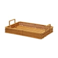 thumbnail image 1 of Esquirla Woven Serving Tray Storage Basket Tea Tray Cosmetic Box with Handle Woven Basket Tray Woven Basket for Fruit Breakfast Dinner Small, 1 of 8