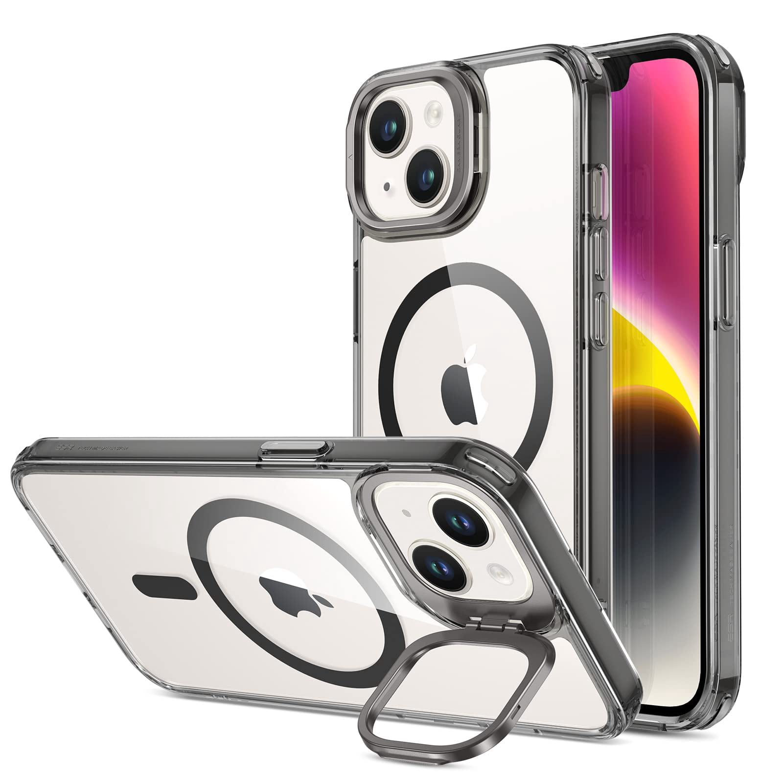 Esr For 13 Case/iphone 14 Case  Compatible With Magsafe Built-in Camera Ring Stand Military-grade Protection Magnetic Phone 13/14 Classic Series Clear Black