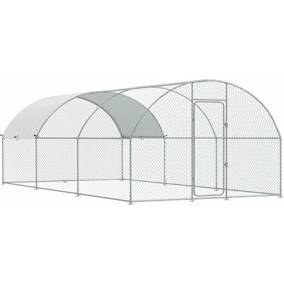 Esright Extra Large Metal Chicken Coop Run for Yard with Cover, 19.5x10x6.4 FT Walk-in Chicken Pen for Outdoor, Backyard, and Farm, Hen Cage House Suitable for 15-20 Chickens and Other Poultry